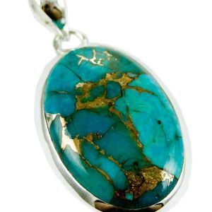 Silver Pendant Oval Turquoise