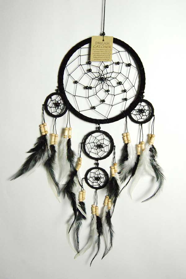 Dream Catcher 4 Circles Black 16cm