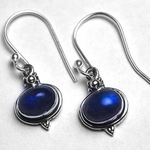 Silver Earring Oval Labradorite