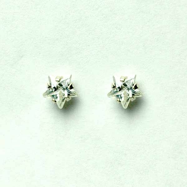 Silver Earring Star Clear Ston