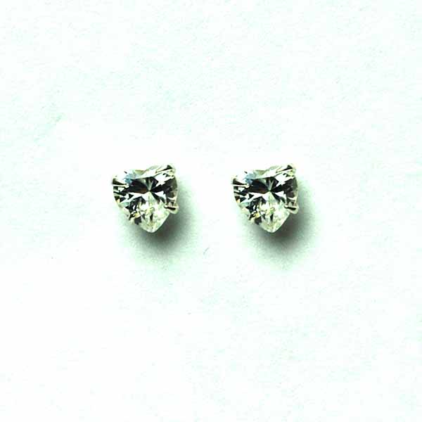 Silver Earring Heart Clear CZ