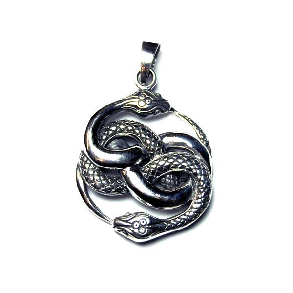 Silver Pendant Double Snake