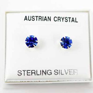 Earring Silver Stud Dark Blue