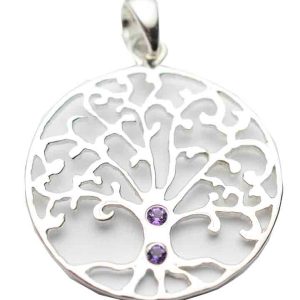 Silver Pendant Tree Amethyst