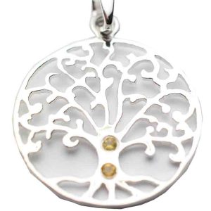 Silver Pendant Tree Citrine