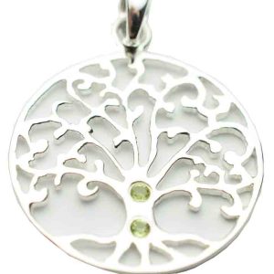 Silver Pendant Tree Peridot