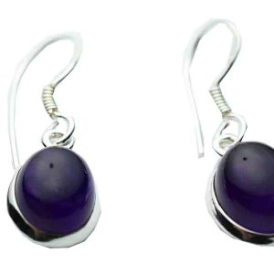 Silver Earring Oval Amethyst