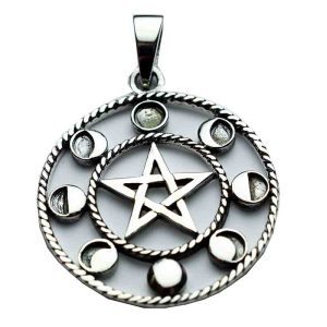 Silver Pendant Pentagram Circle