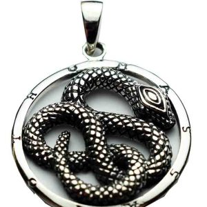 Silver Pendant Snake in Circle