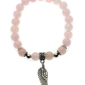 Bracelet Metal Wing Rose Quartz