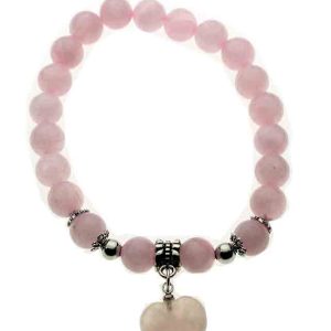 Bracelet Stone Heart Rose Quartz