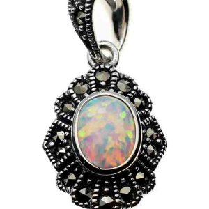 Silver Pendant Marcasite Opal