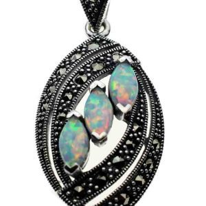 Silver Pendant Marcasite Opal