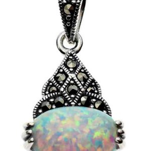 Silver Pendant Marcasite Opal