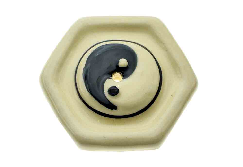 Incense Holder Ying Yang Black 2pcs