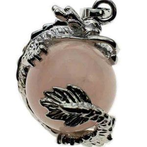 Pendant Dragon On Rose Quartz Ball