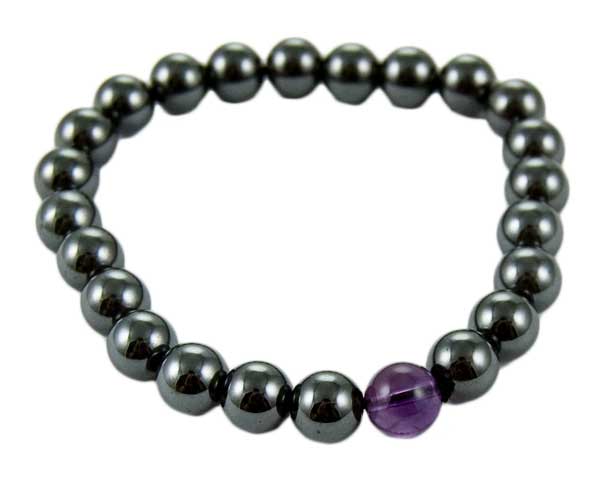 Bracelet Magnetic Hematite Amethyst 8mm