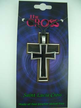 Pendant Pewter Cross Black