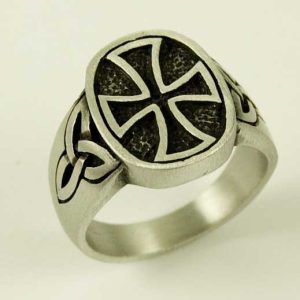 Ring Pewter Cross In Centre