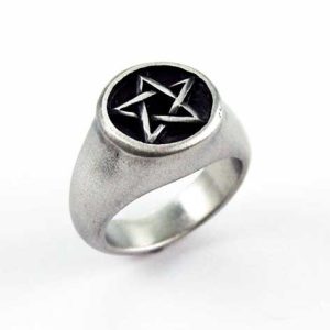 Ring Pewter Pentagram In Circle