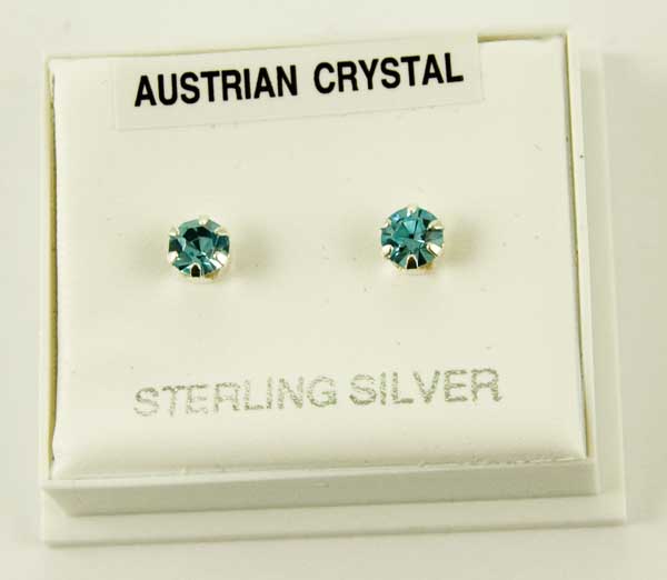 Earring Silver Stud Aqua