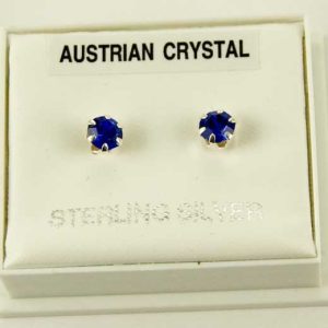 Earring Silver Stud Dark Blue