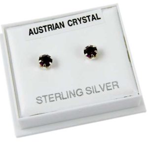 Earring Silver Stud Dark Purple