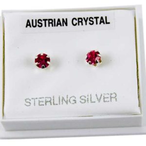 Earring Silver Stud Pink