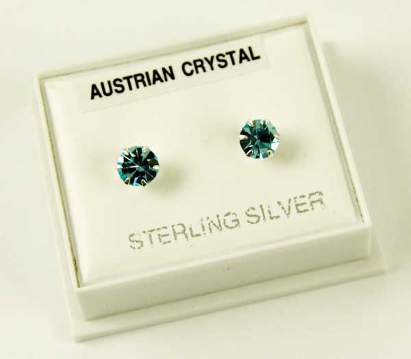 Earring Silver Stud Aqua