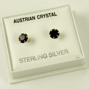 Earring Silver Stud Dark Purple