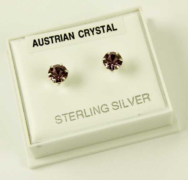 Earring Silver Stud Light Purple