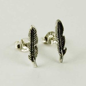 Earring Silver Stud Feather