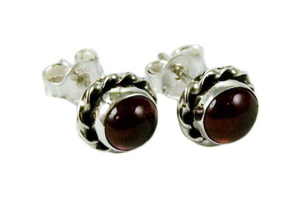 Silver Earring Stud Garnet