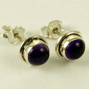 Silver Earring Stud Amethyst