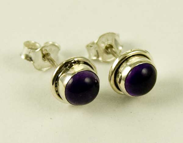 Silver Earring Stud Amethyst