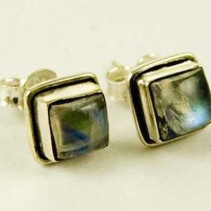 Silver Earring Stud Labradorite