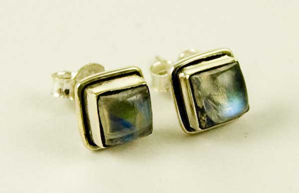 Silver Earring Stud Labradorite