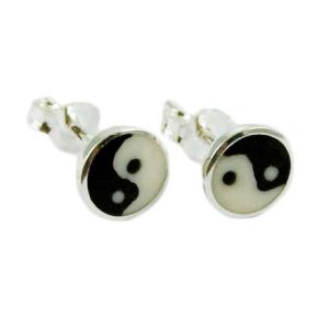 Earring Silver Stud Ying Yang