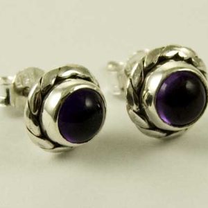 Silver Earring Stud Oval Stone