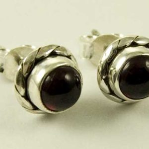 Silver Earring Stud Oval Stone