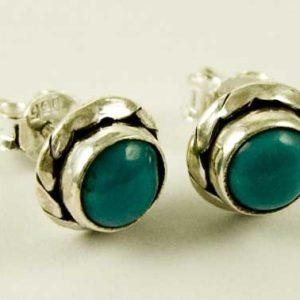 Silver Earring Stud Oval Stone