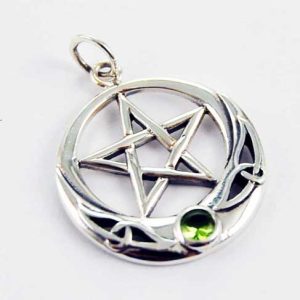 Pendant Silver Pentagram Peridot