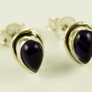 Silver Earring Stud Amethyst